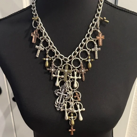 Multi-Color Cross Charm Necklace - Picture 1 of 1